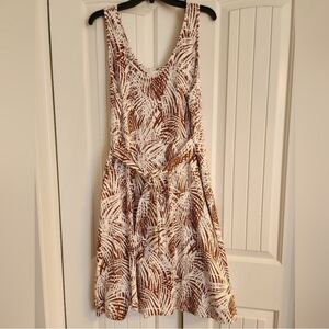 V neck tropical print midi dress